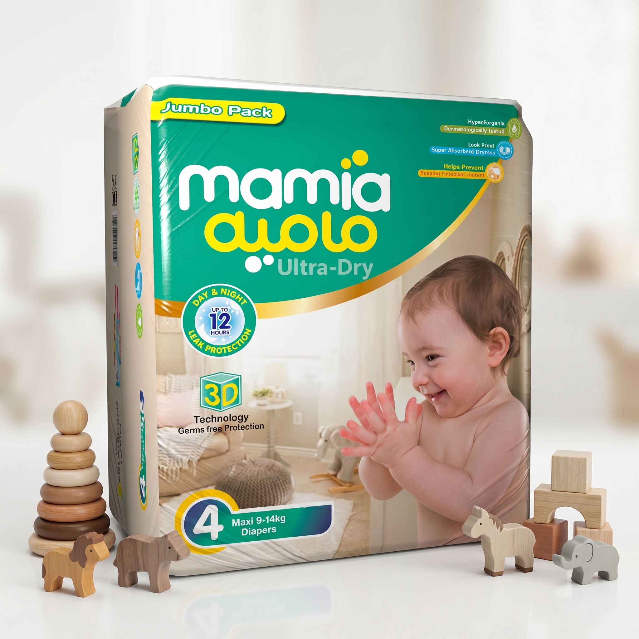 Mamia Premium Diapers Size 4-Maxi (Large)-54Pcs - Jumbo Pack