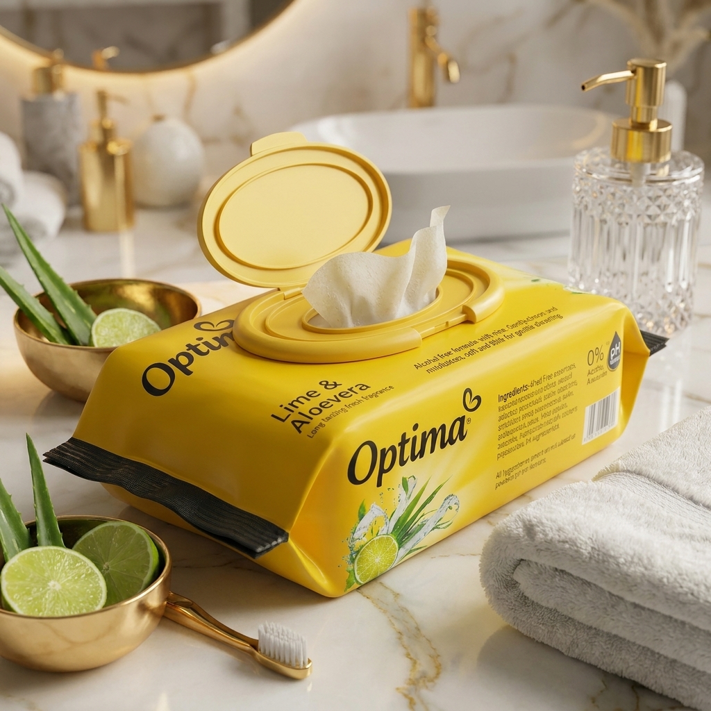 Optima Lime & Aloe Vera Wet Wipes (65-70 Sheets)