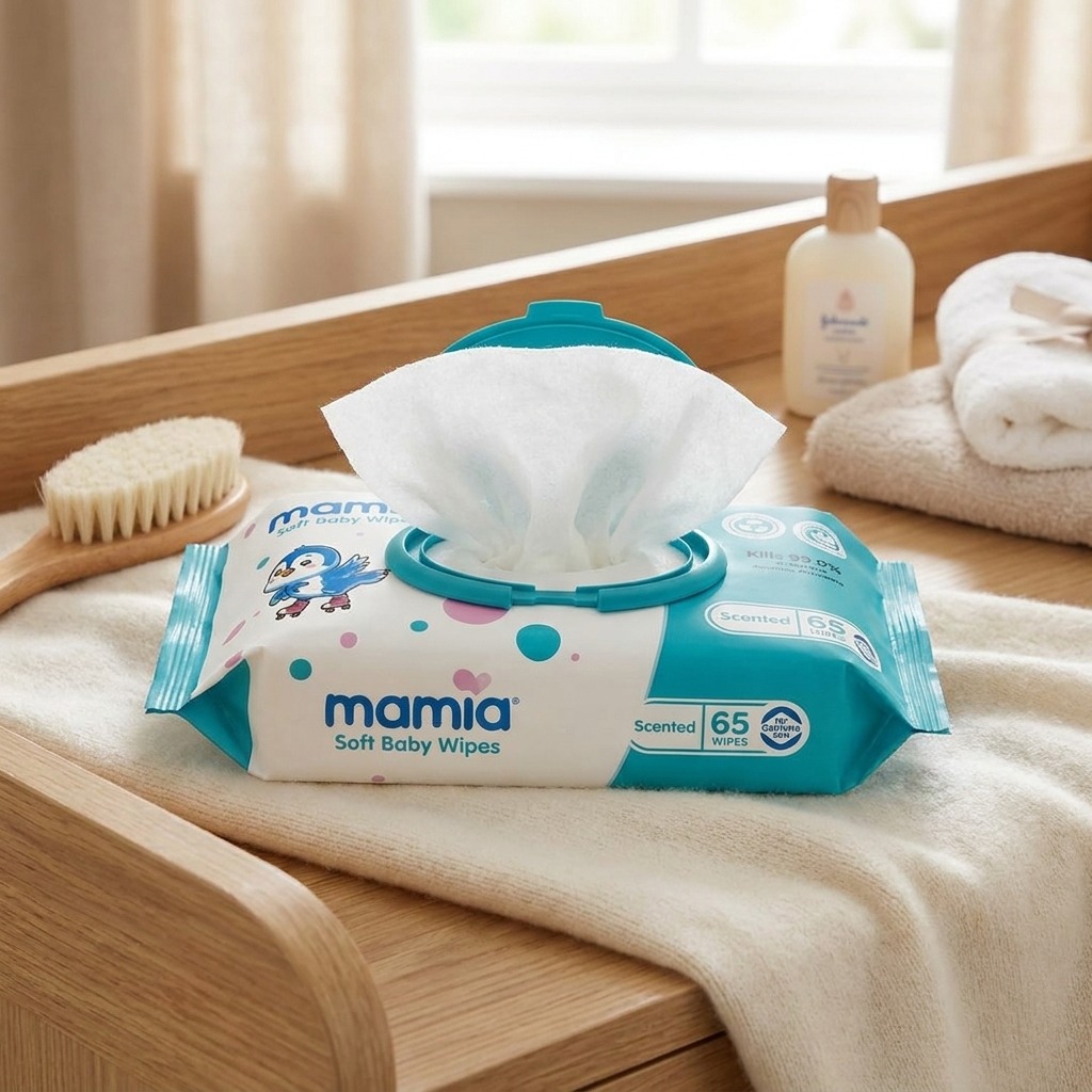 Mamia Premium Wipes Blue (65 Sheets)